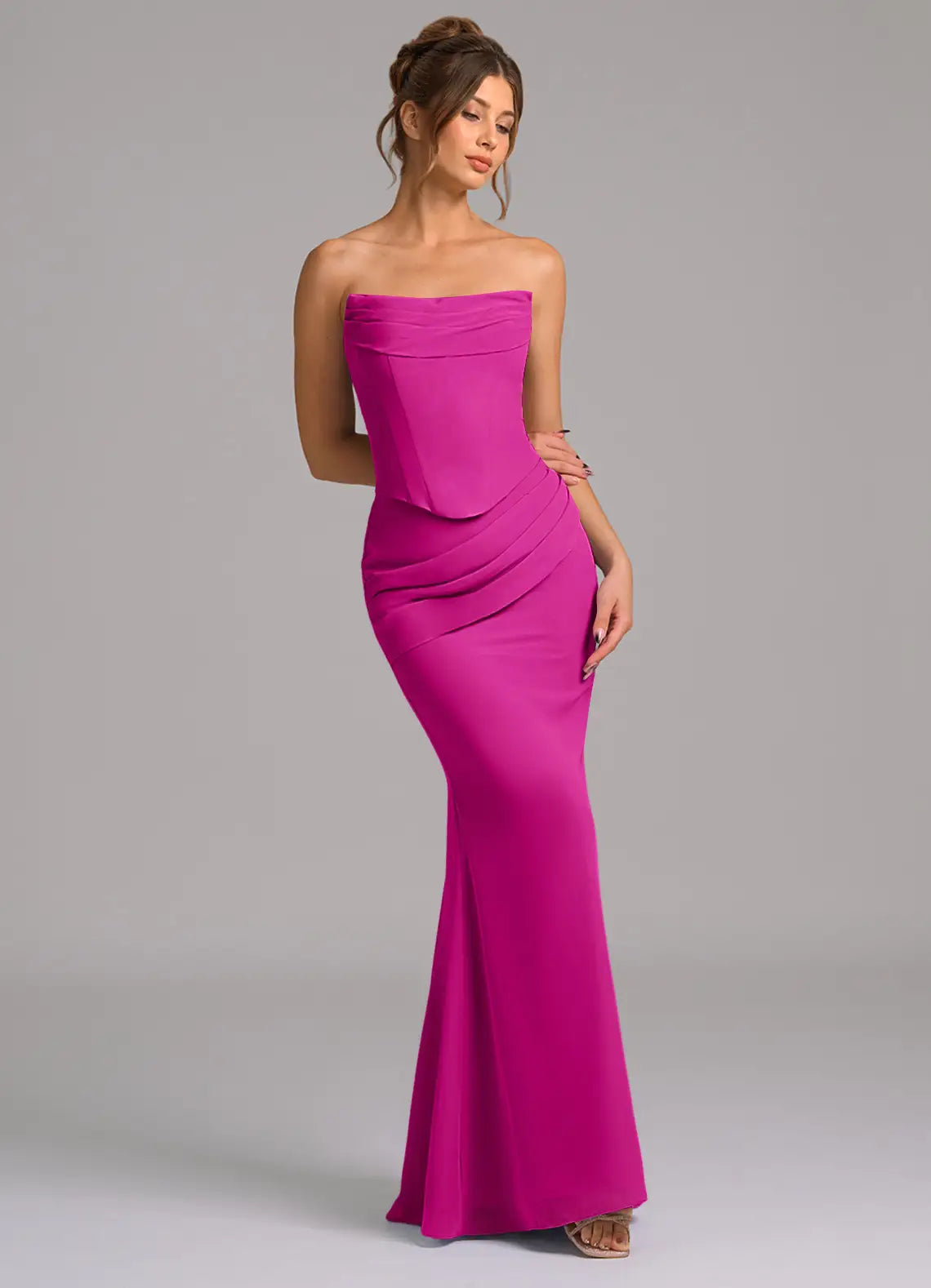 Strapless Lace-Up Back Floor-Length Wedding Dress - Chloe Dress