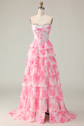 Strapless Lace-Up Back Ruffled Prom Dress - Chloe Dress