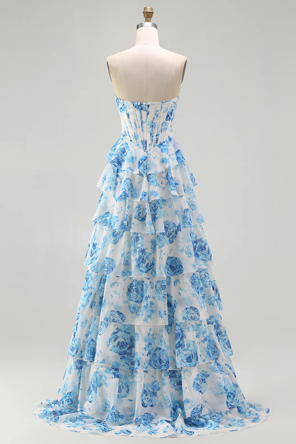Strapless Lace-Up Back Ruffled Prom Dress - Chloe Dress