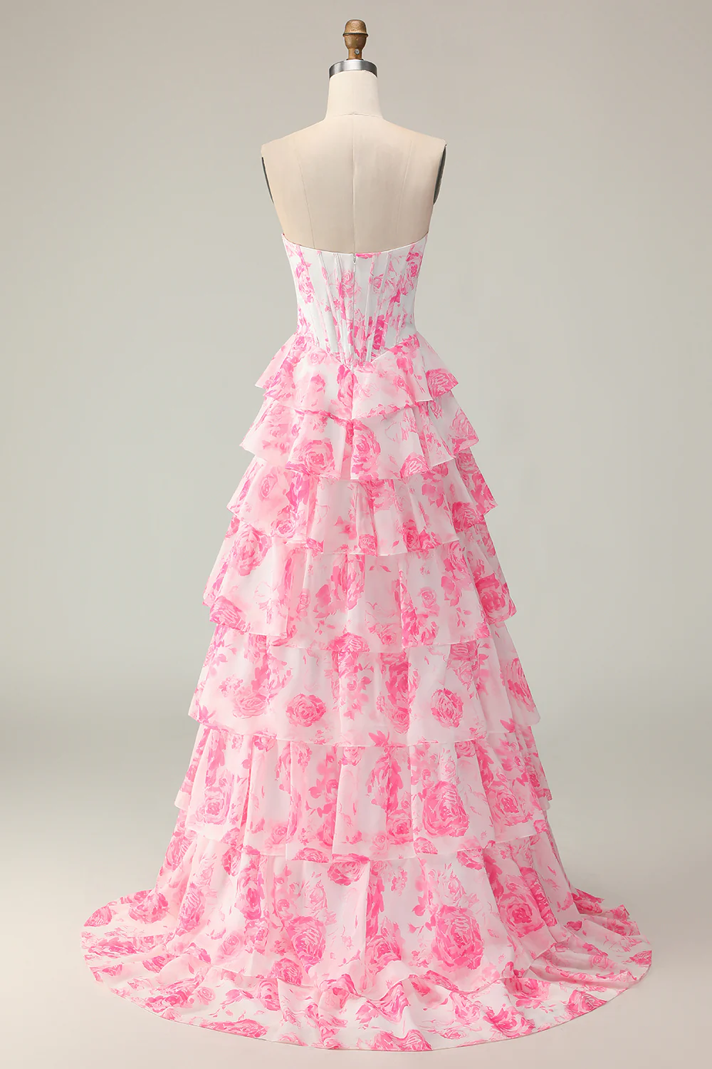 Strapless Lace-Up Back Ruffled Prom Dress - Chloe Dress