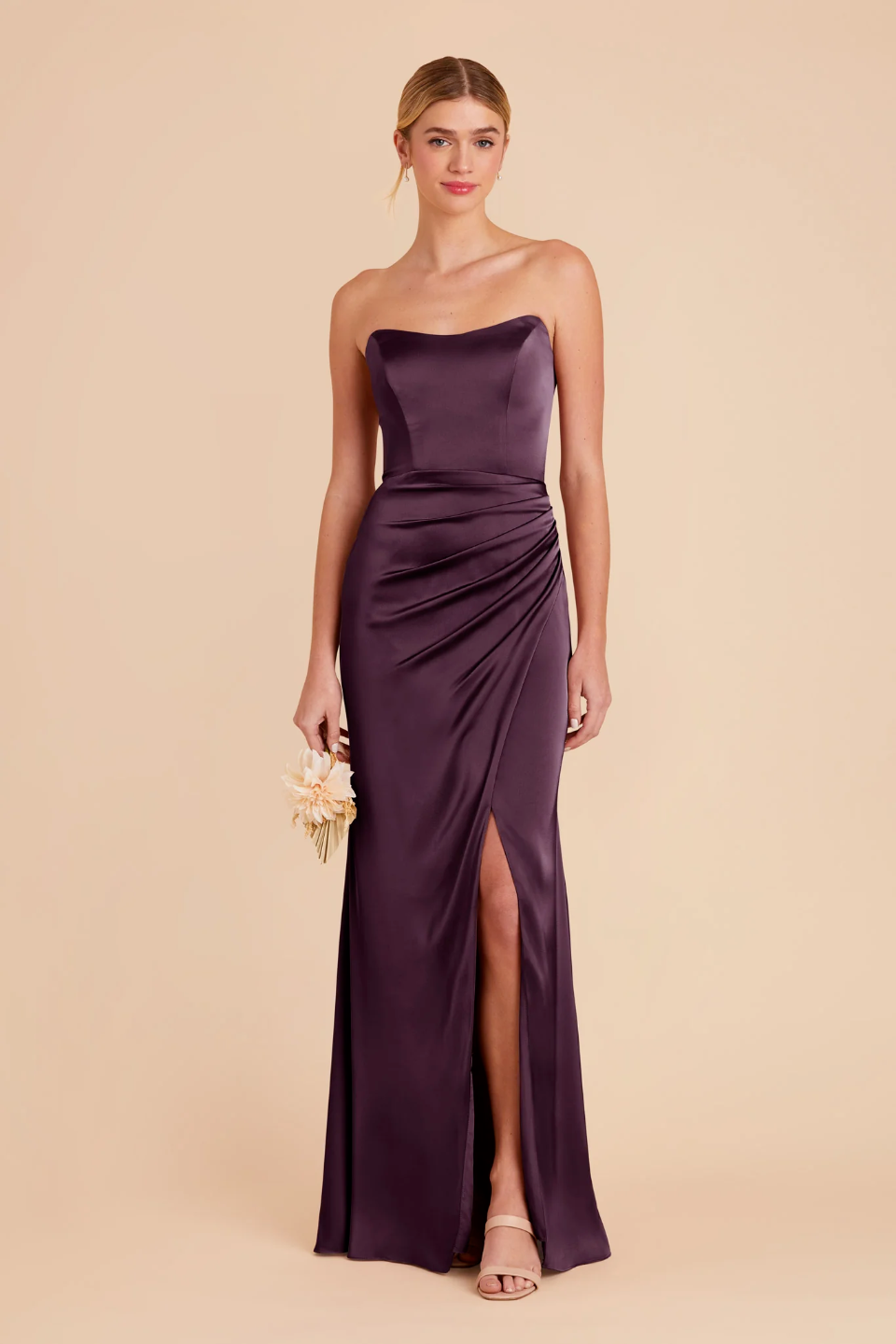 Strapless Satin High Slit Wedding Dress - Chloe Dress
