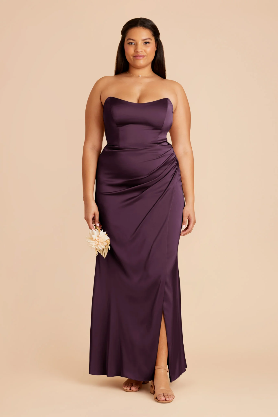 Strapless Satin High Slit Wedding Dress - Chloe Dress