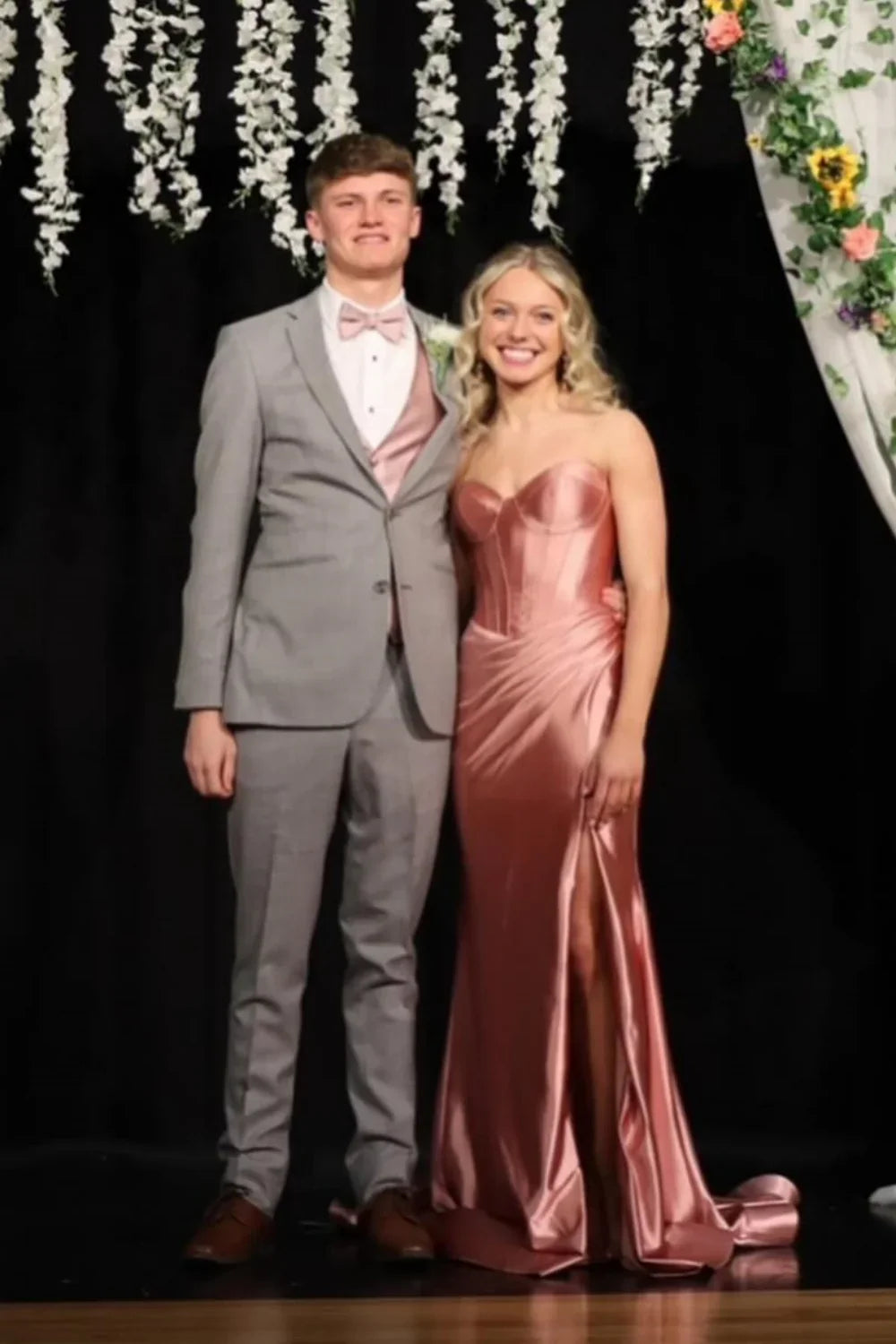 Mermaid Sweetheart Satin Lace-Up Back High Slit Prom Dress - Chloe Dress