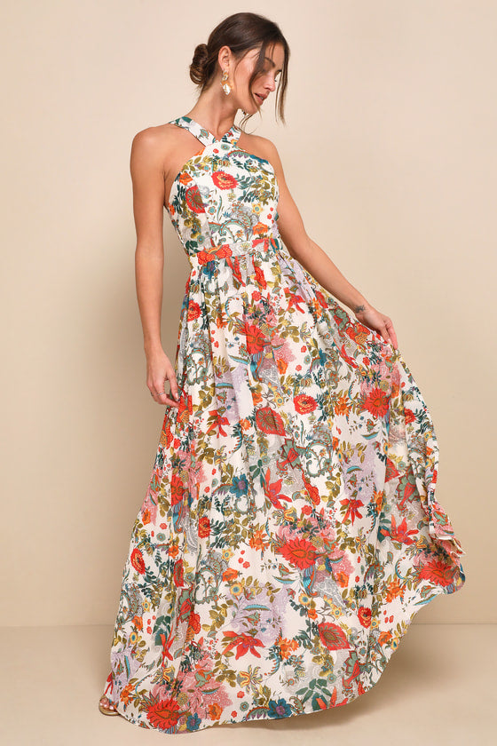 A-Line Halter Sleeveless Open Back Floor-Length Prom Dress - Chloe Dress