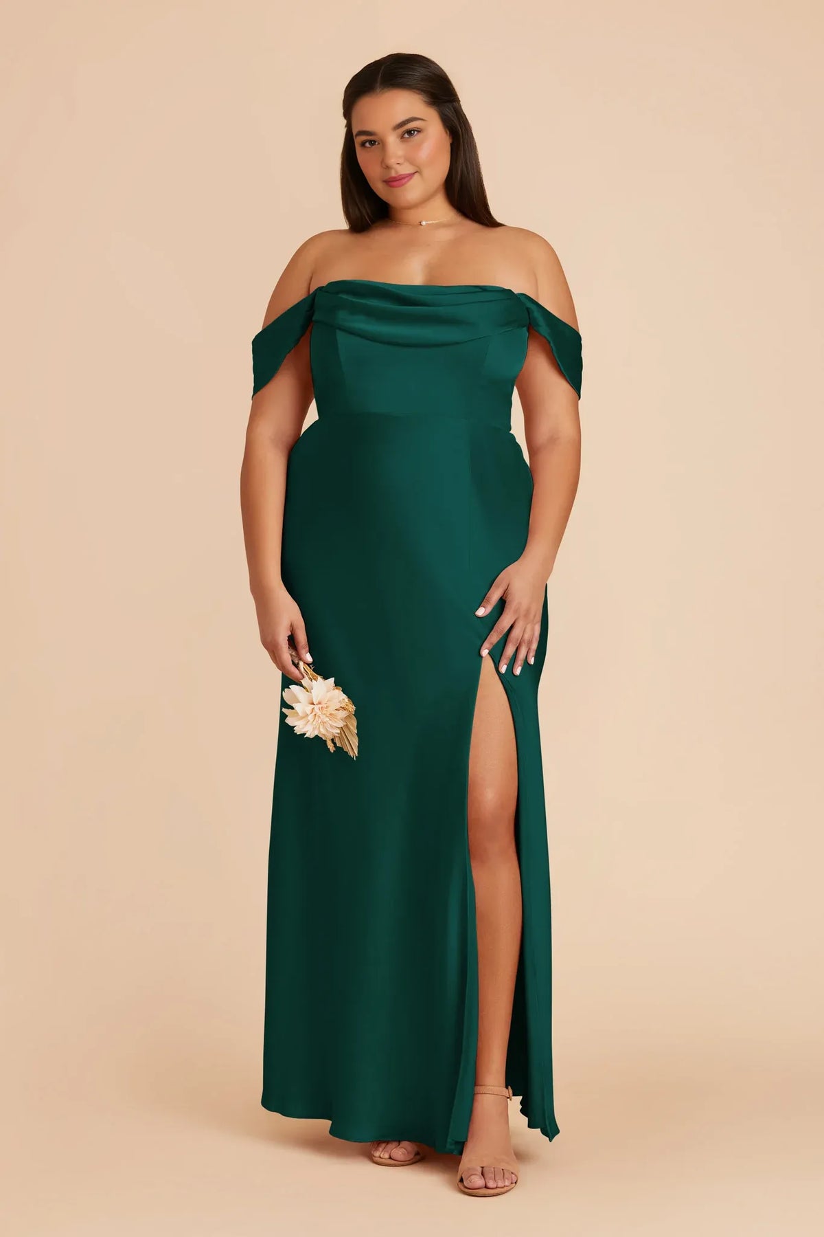 A-Line Satin Sleeveless Pleated Floor-Length Wedding Dress - Chloe Dress