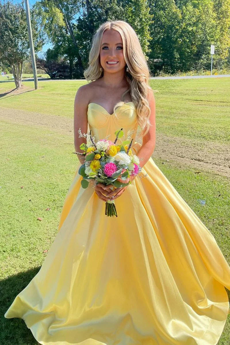 Ball Gown Sweetheart Satin Lace-Up Back Prom Gown - Chloe Dress
