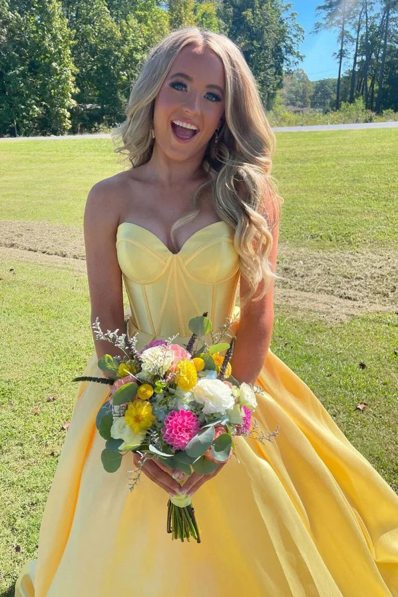 Ball Gown Sweetheart Satin Lace-Up Back Prom Gown - Chloe Dress