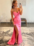 Mermaid Sweetheart Satin Open Back High Slit Floor-Length Evening Dress - Chloe Dress