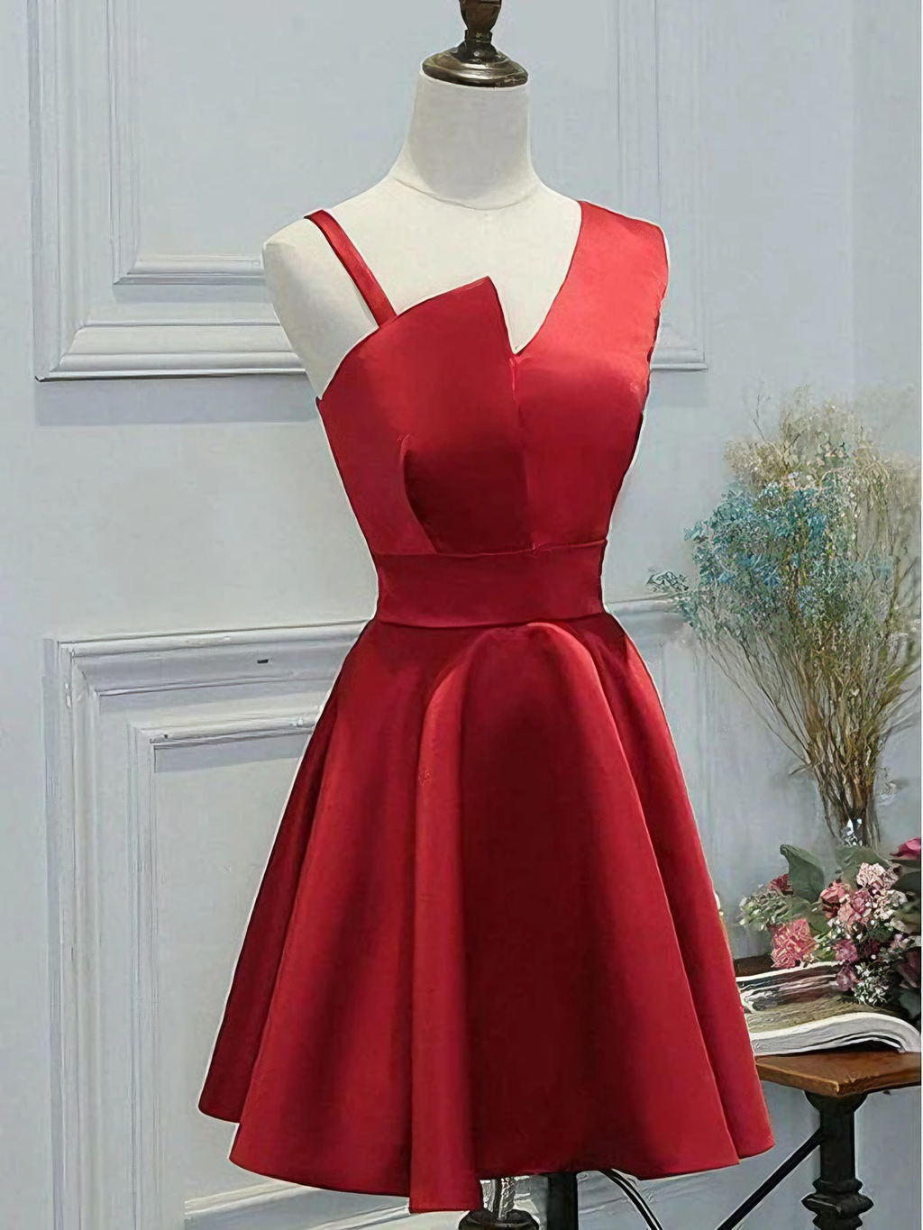 Satin Asymmetric Mini Formal Dress - Chloe Dress
