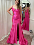 Mermaid Sweetheart Lace Lace-Up Back High Slit Floor-Length Evening Dress - Chloe Dress