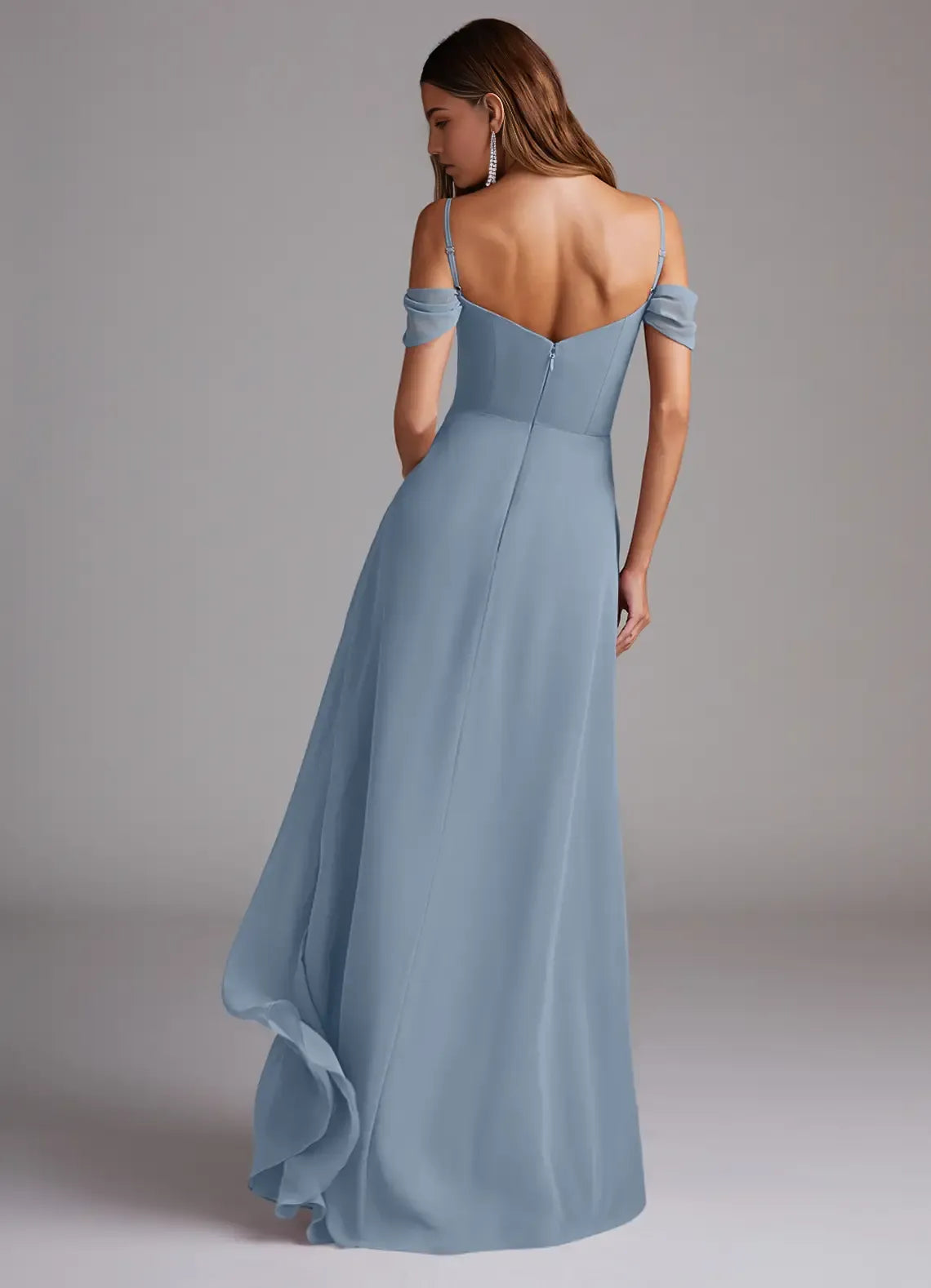 A-Line Sweetheart Chiffon Cold Shoulder Open Back Floor-Length Wedding Dress - Chloe Dress