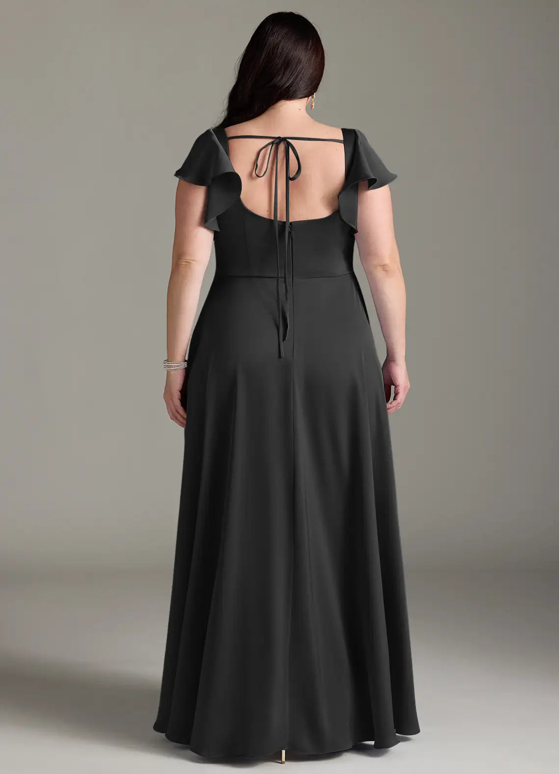 Square Neck Ruffled Wedding Dress - Chloe Dress
