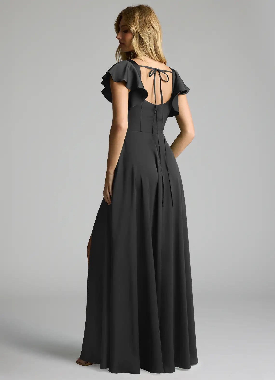 Square Neck Ruffled Wedding Dress - Chloe Dress