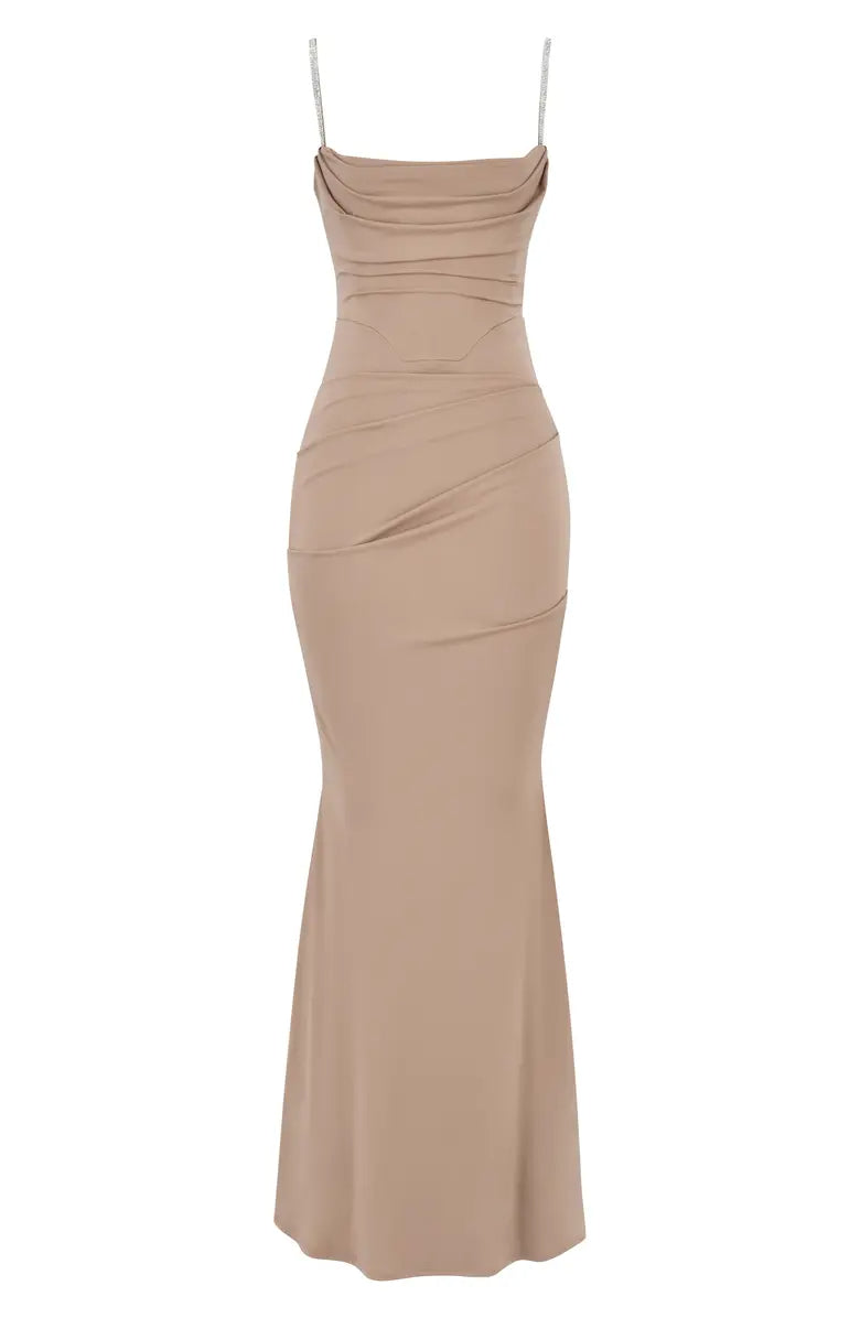 Off-Shoulder Lace-Up Back Prom Dress - Chloe Dress