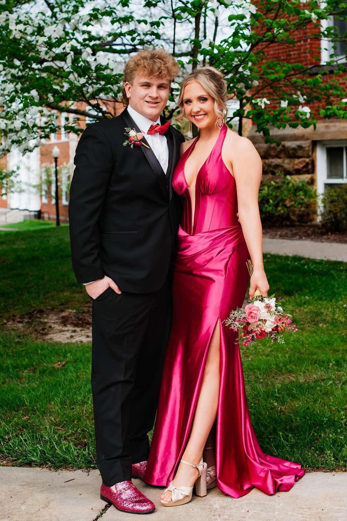 Halter Satin Open Back High Slit Prom Dress - Chloe Dress