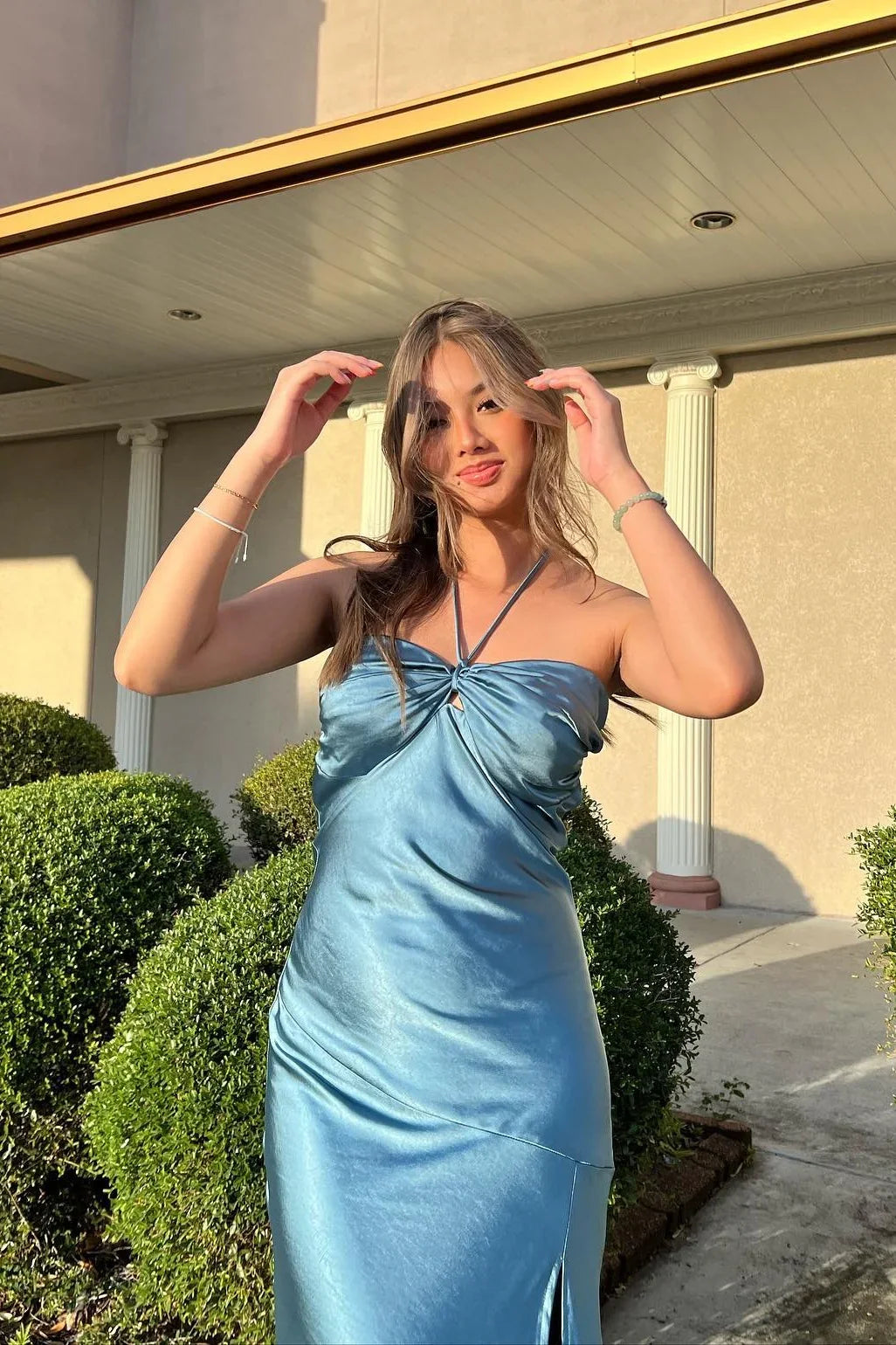 Mermaid Halter Satin High Slit Prom Dress - Chloe Dress