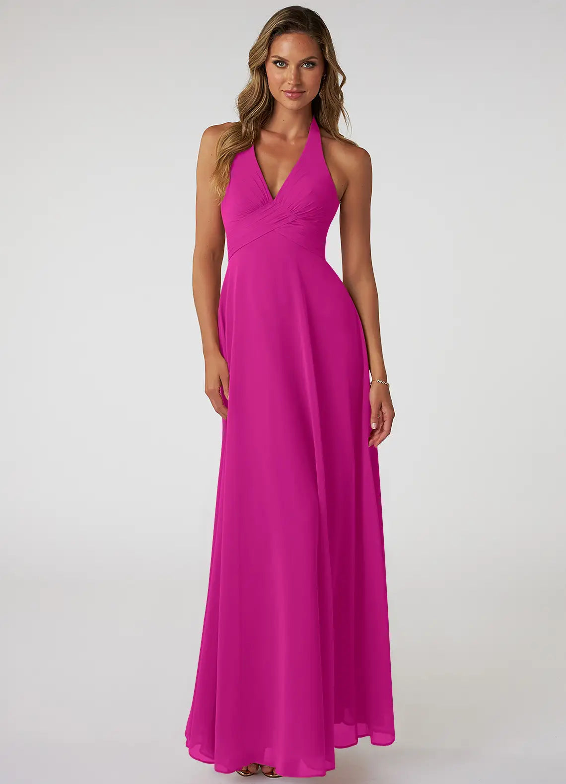 Halter Chiffon Open Back Wedding Dress - Chloe Dress