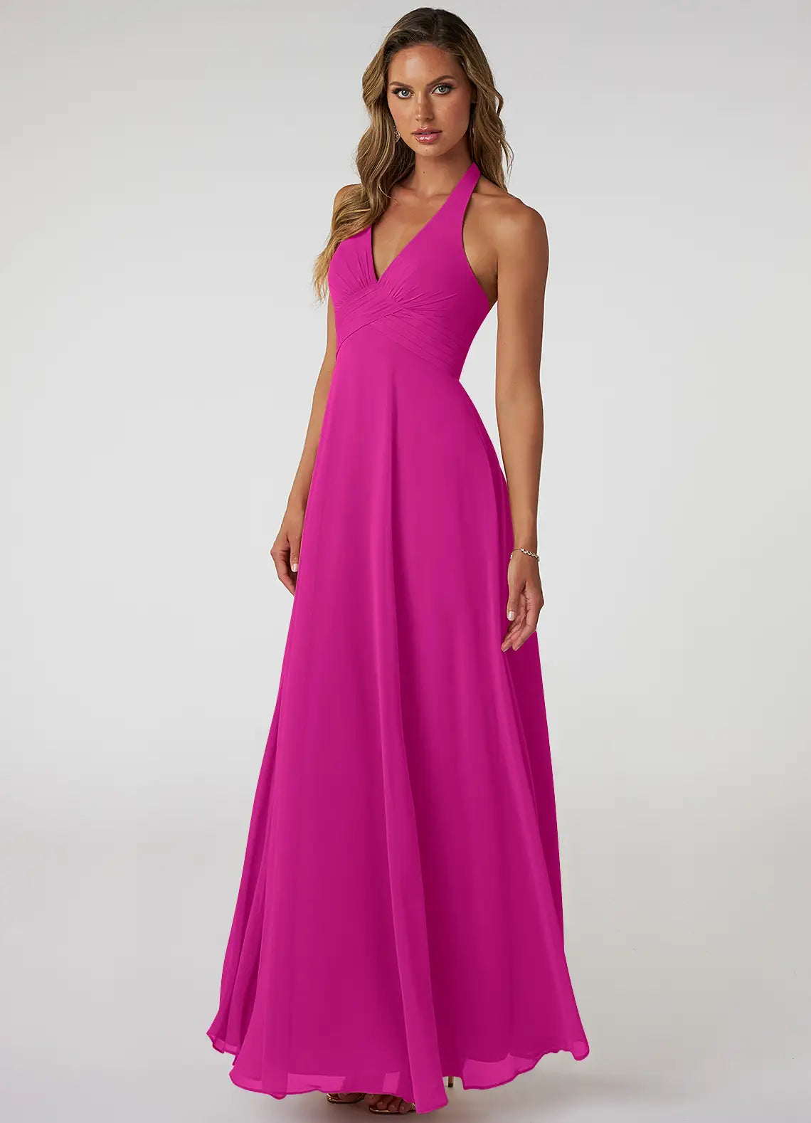 Halter Chiffon Open Back Wedding Dress - Chloe Dress
