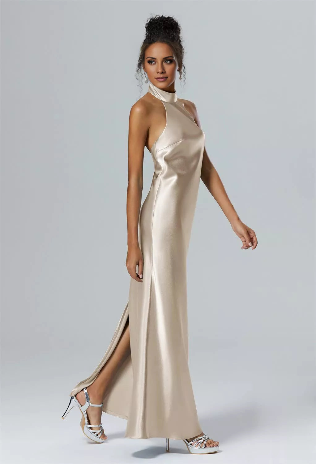 Off-Shoulder Sleeveless Backless High Slit Floor-Length Wedding Dress - Chloe Dress