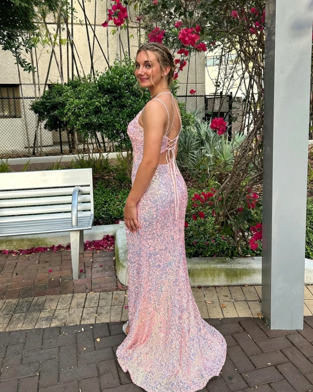 Mermaid V-Neck Lace High Slit Evening Dress - Chloe Dress