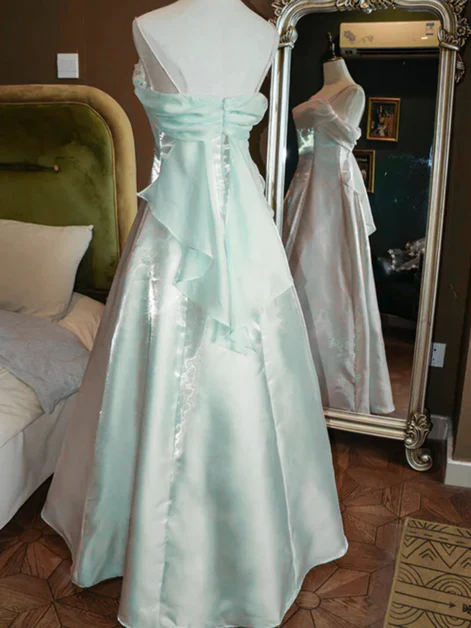 A-Line Spaghetti Strap Organza Floor-Length Evening Dress - Chloe Dress