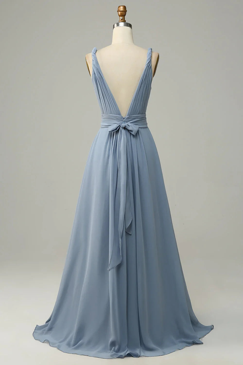 Blue A-Line V-Neck Wedding Dress - Chloe Dress