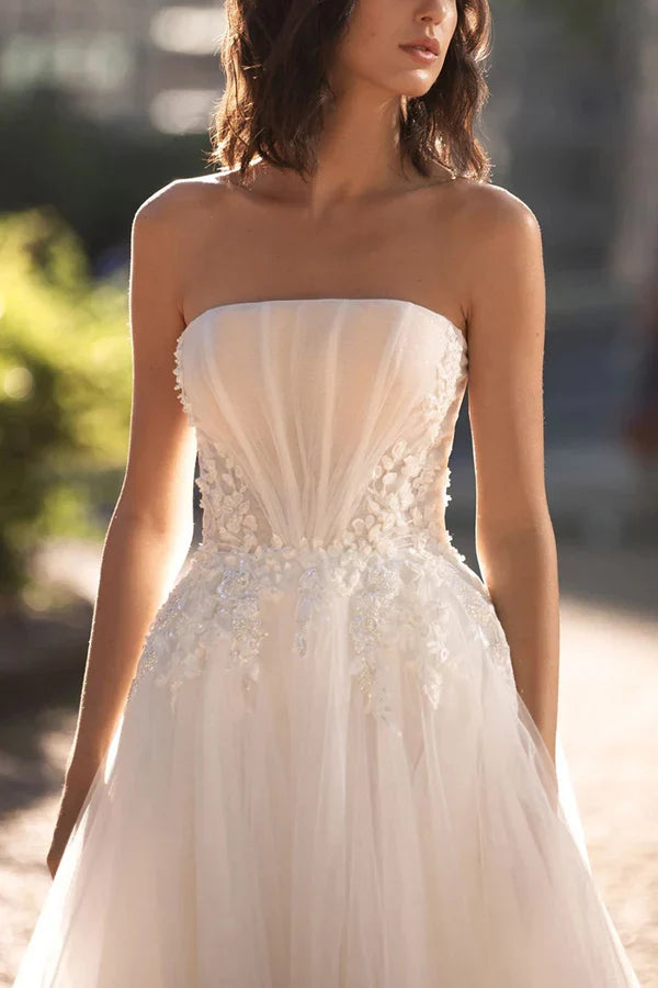 Strapless Lace Wedding Dress - Chloe Dress