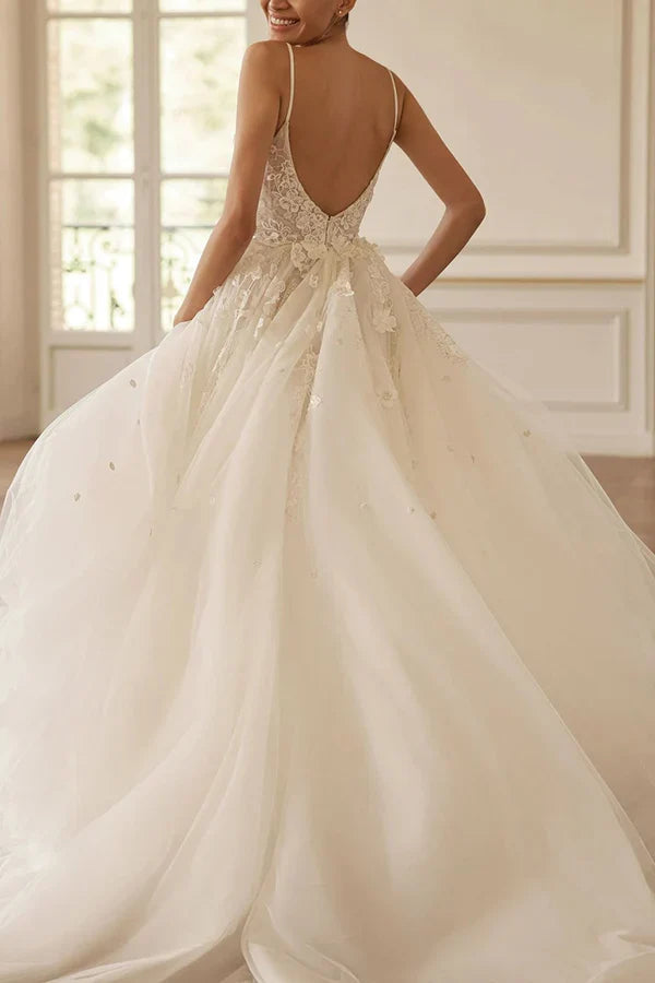 V-Neck Lace Wedding Dress - Chloe Dress