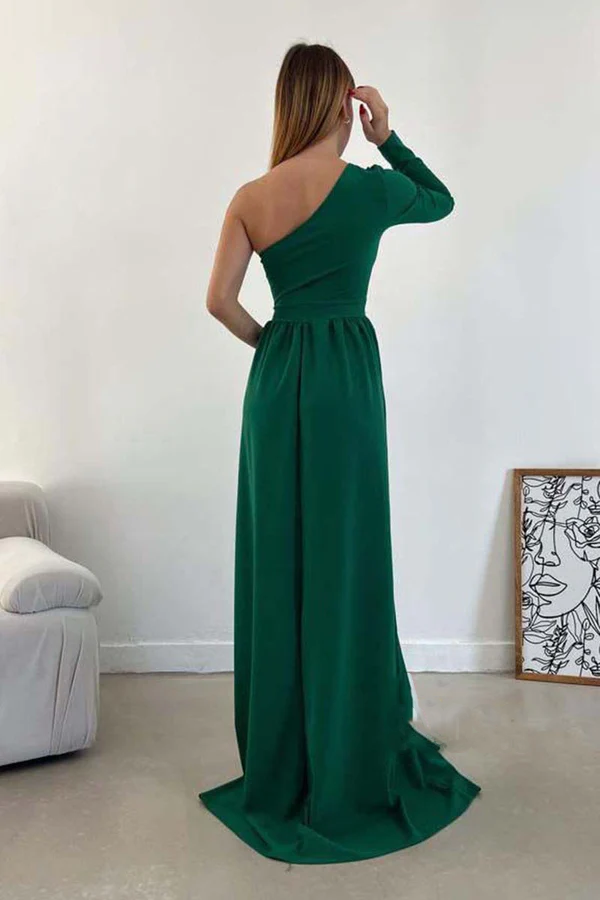 A-Line One-Shoulder Long Sleeve Backless Evening Dress - Chloe Dress