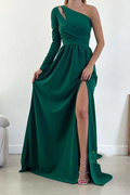 A-Line One-Shoulder Long Sleeve Backless Evening Dress - Chloe Dress