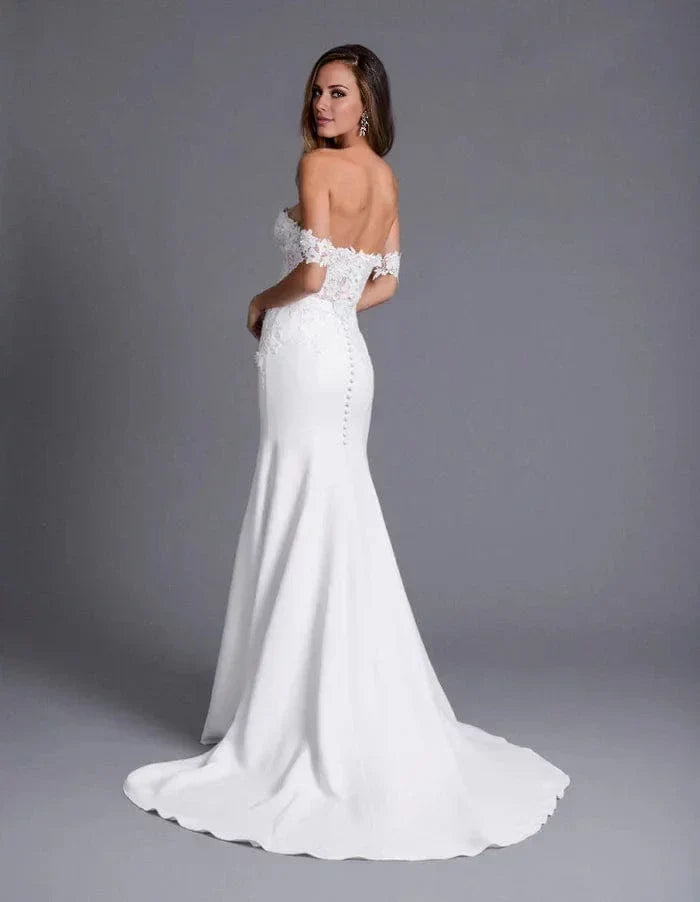 White Mermaid Sweetheart Satin Floor-Length Wedding Gown - Chloe Dress