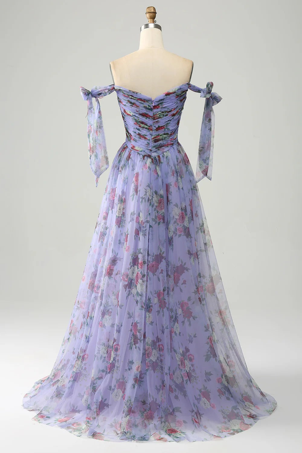 Lavender A-Line Tulle Train Prom Gown - Chloe Dress