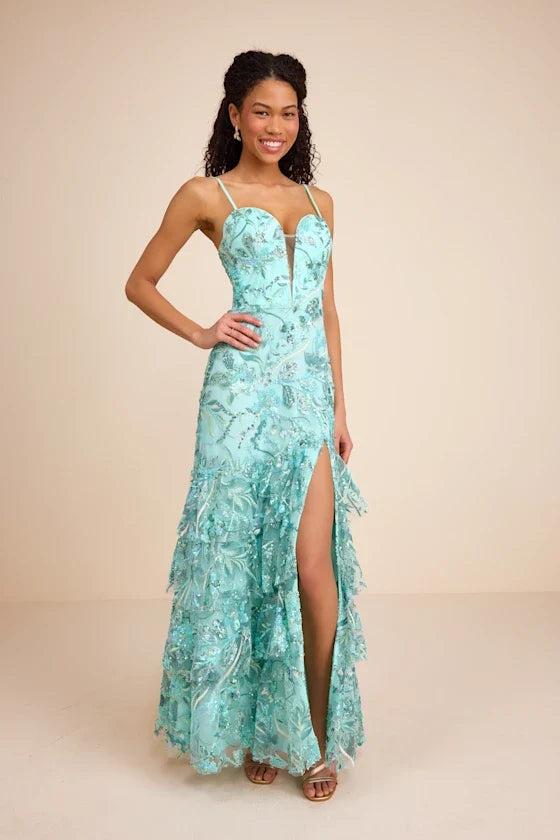 Mint Mermaid Sweetheart Sequin Floor-Length Prom Dress - Chloe Dress