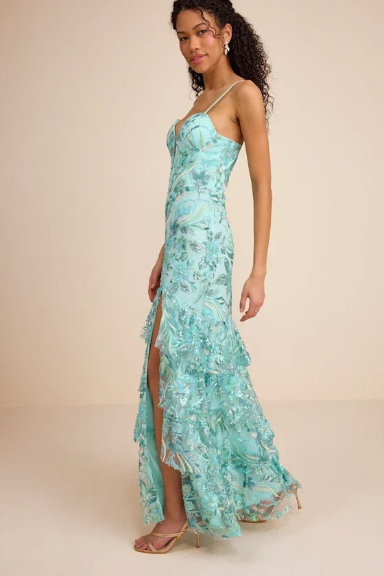 Mint Mermaid Sweetheart Sequin Floor-Length Prom Dress - Chloe Dress