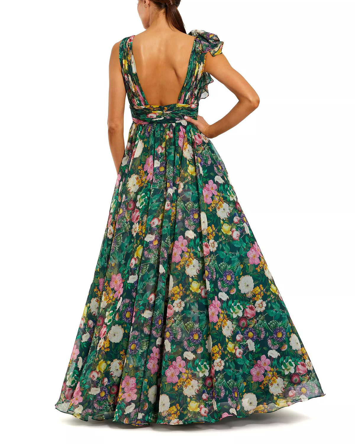 Ball Gown V-Neck Sleeveless Ruffled Floor-Length Prom Gown - Chloe Dress