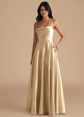 A-Line Spaghetti Strap Satin Zipper Back Floor-Length Wedding Dress - Chloe Dress