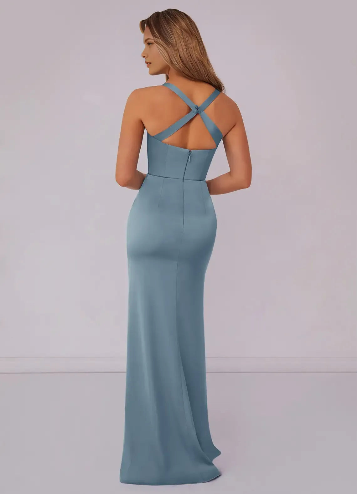 Mermaid Sleeveless Asymmetric Floor-Length Wedding Dress - Chloe Dress
