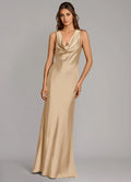 Mermaid Cowl Neck Satin Sleeveless Floor-Length Wedding Dress - Chloe Dress