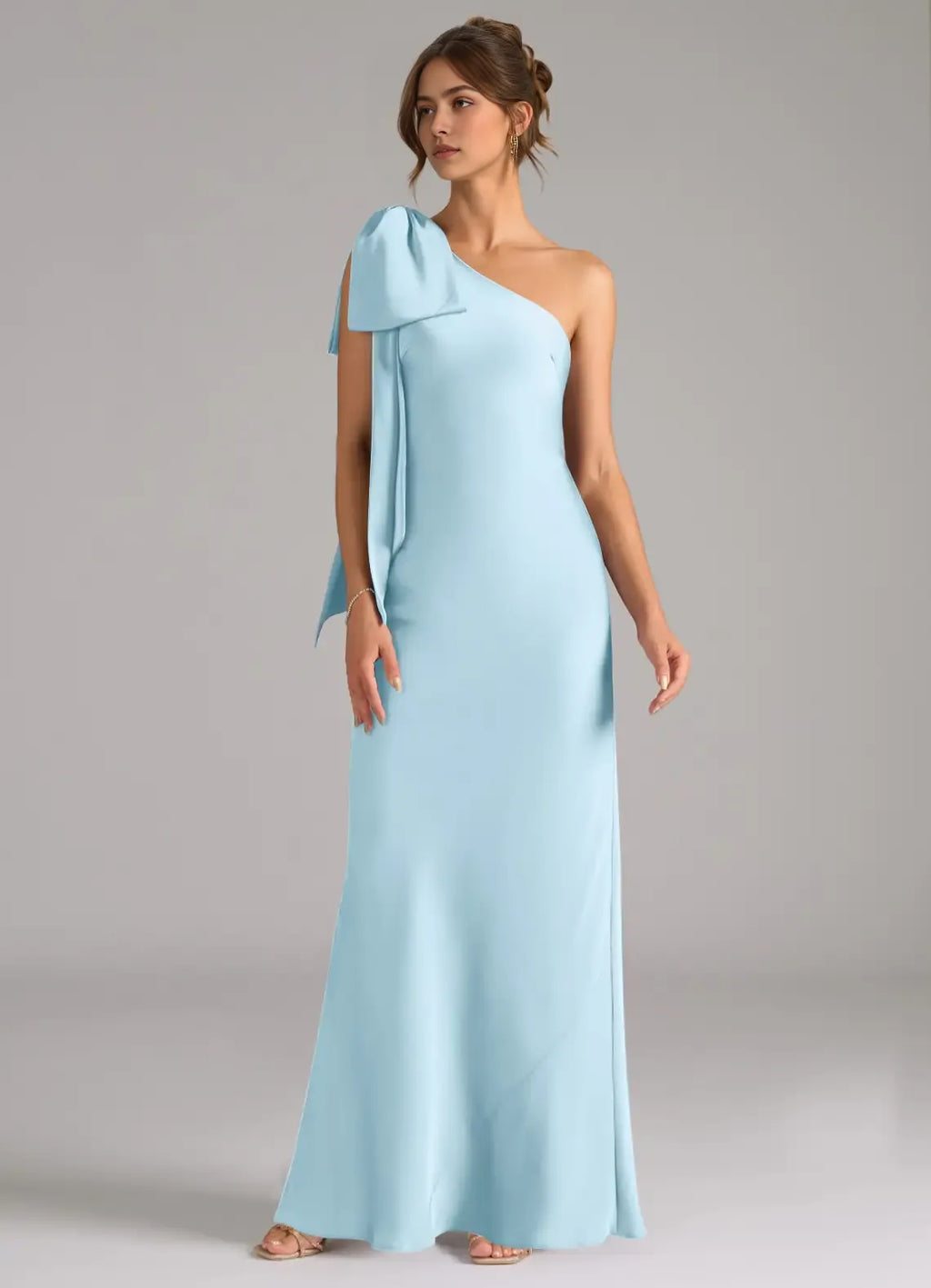 Mermaid One-Shoulder Satin Cutout Floor-Length Wedding Dress - Chloe Dress