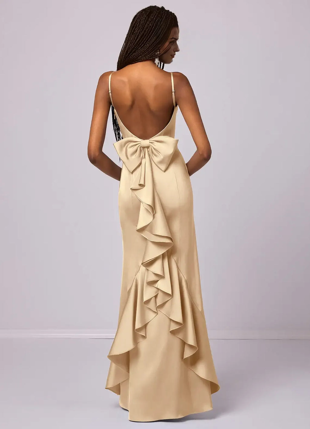 Mermaid Spaghetti Strap Satin Floor-Length Wedding Dress - Chloe Dress