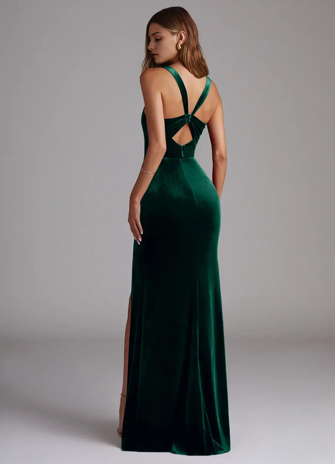 Mermaid Square Neck Velvet Sleeveless Floor-Length Wedding Dress - Chloe Dress