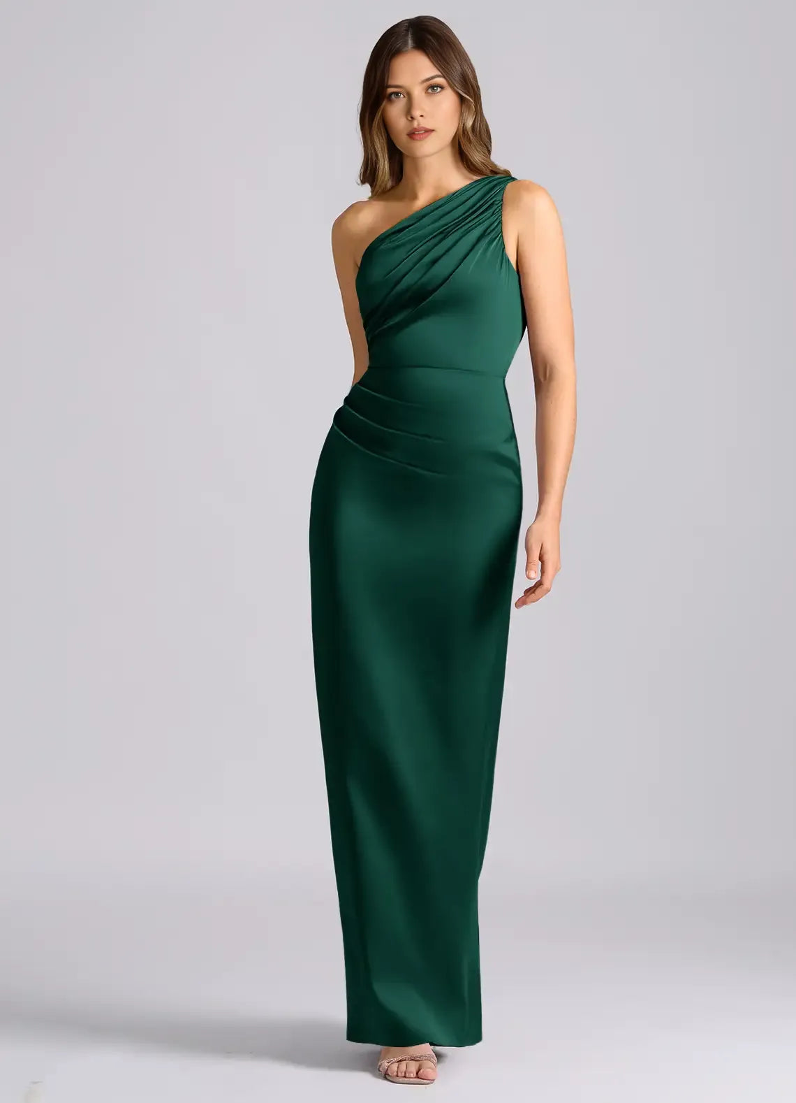 Sheath One-Shoulder Sleeveless Open Back Floor-Length Wedding Dress - Chloe Dress