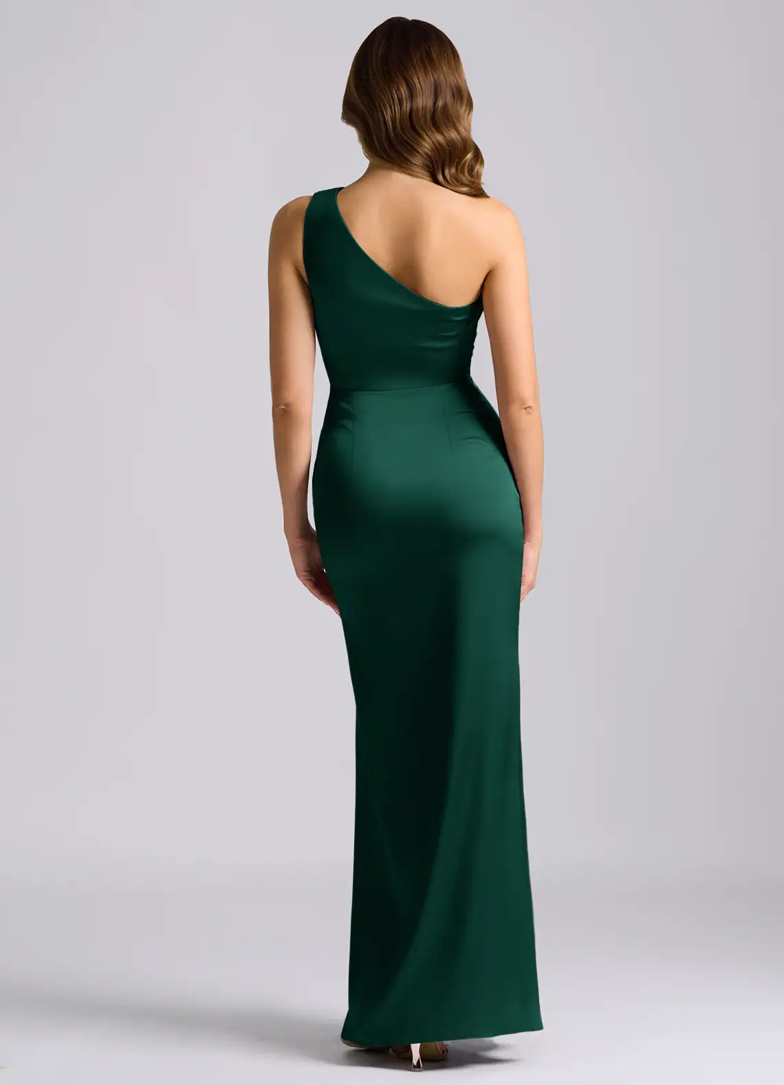 Sheath One-Shoulder Sleeveless Open Back Floor-Length Wedding Dress - Chloe Dress