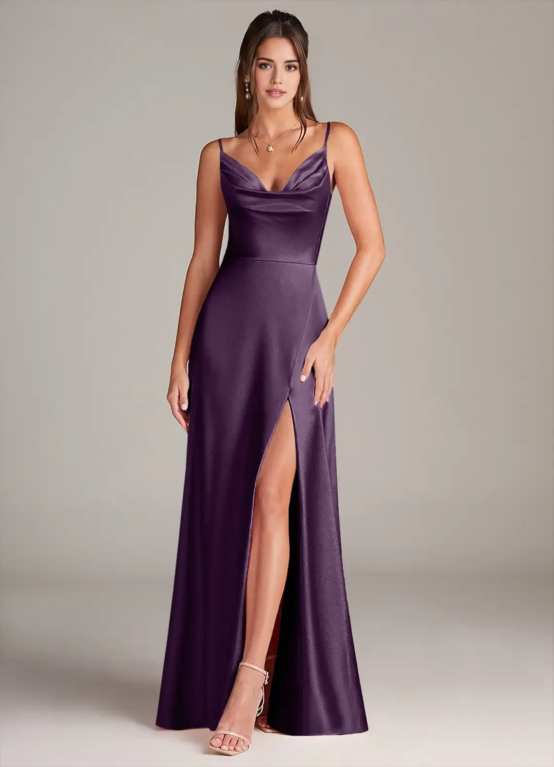 Sheath Spaghetti Strap Satin Open Back Floor-Length Wedding Dress - Chloe Dress