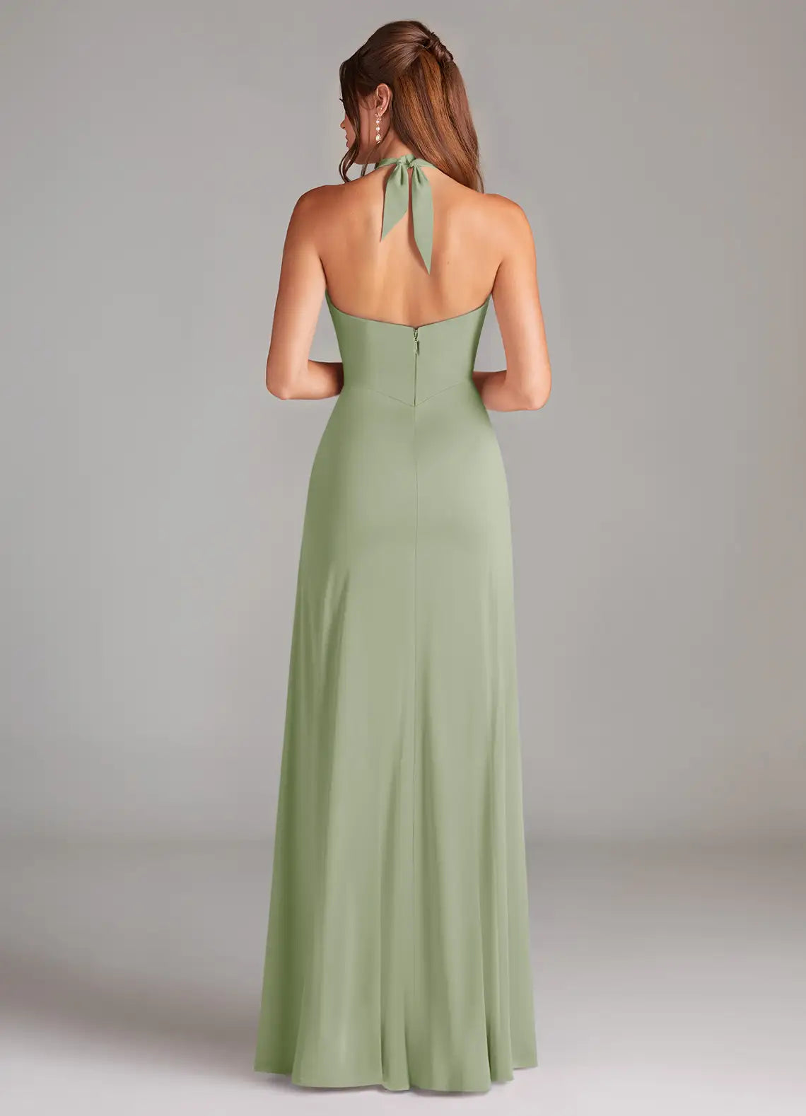 Sheath Halter Satin Sleeveless Floor-Length Wedding Dress - Chloe Dress