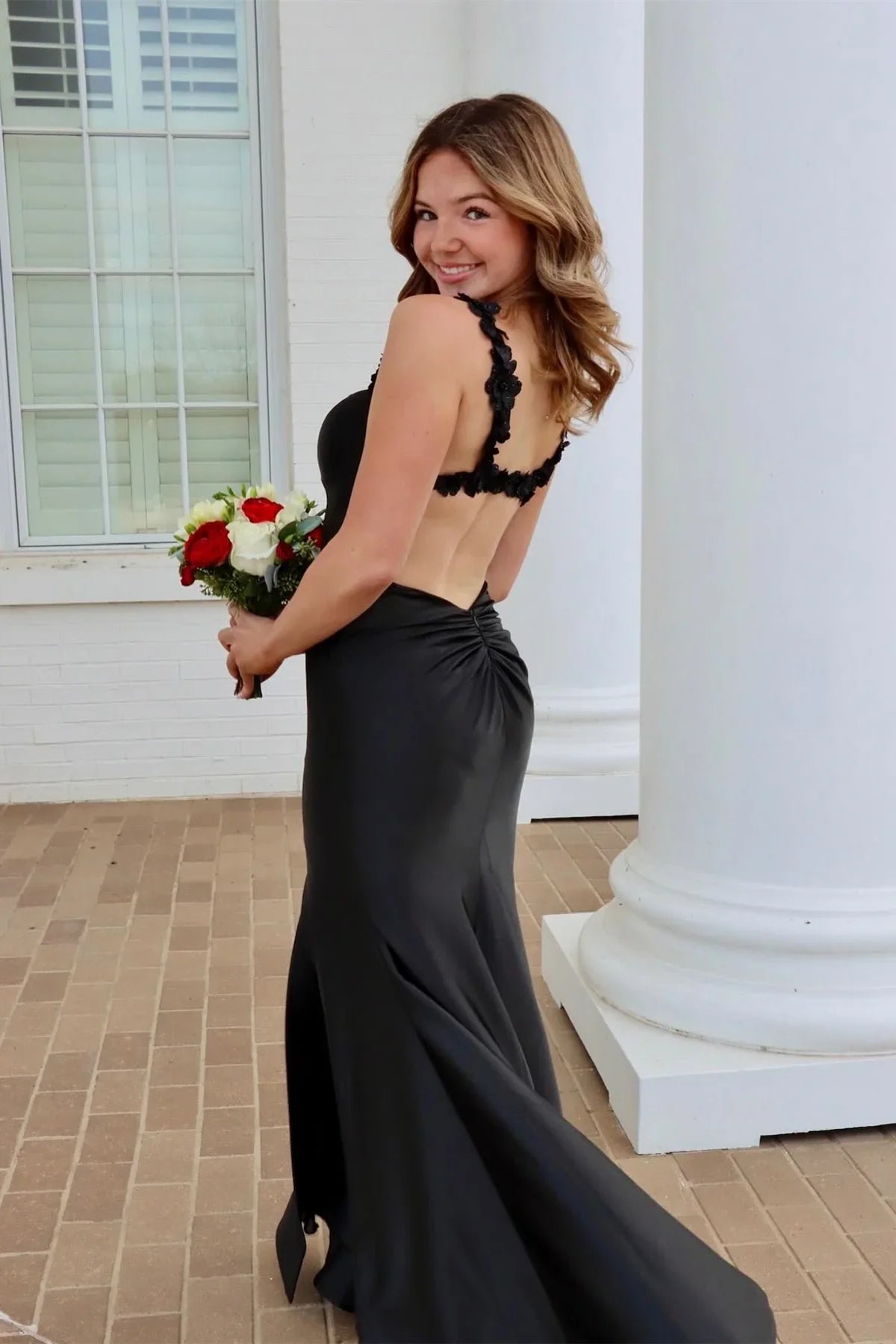 Sweetheart Satin Open Back High Slit Floor-Length Prom Dress - Chloe Dress