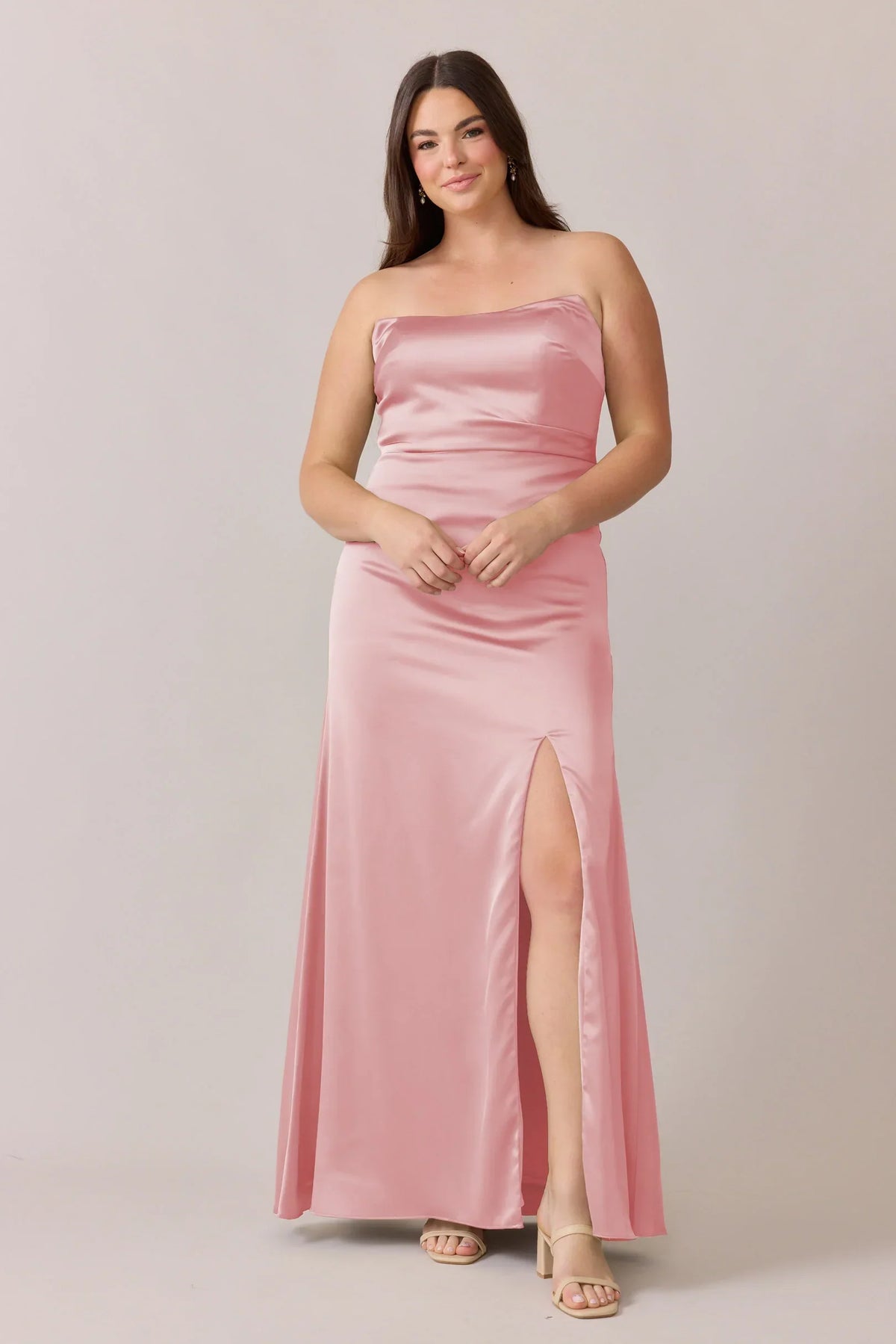 Mermaid Strapless Satin High Slit Floor-Length Wedding Dress - Chloe Dress