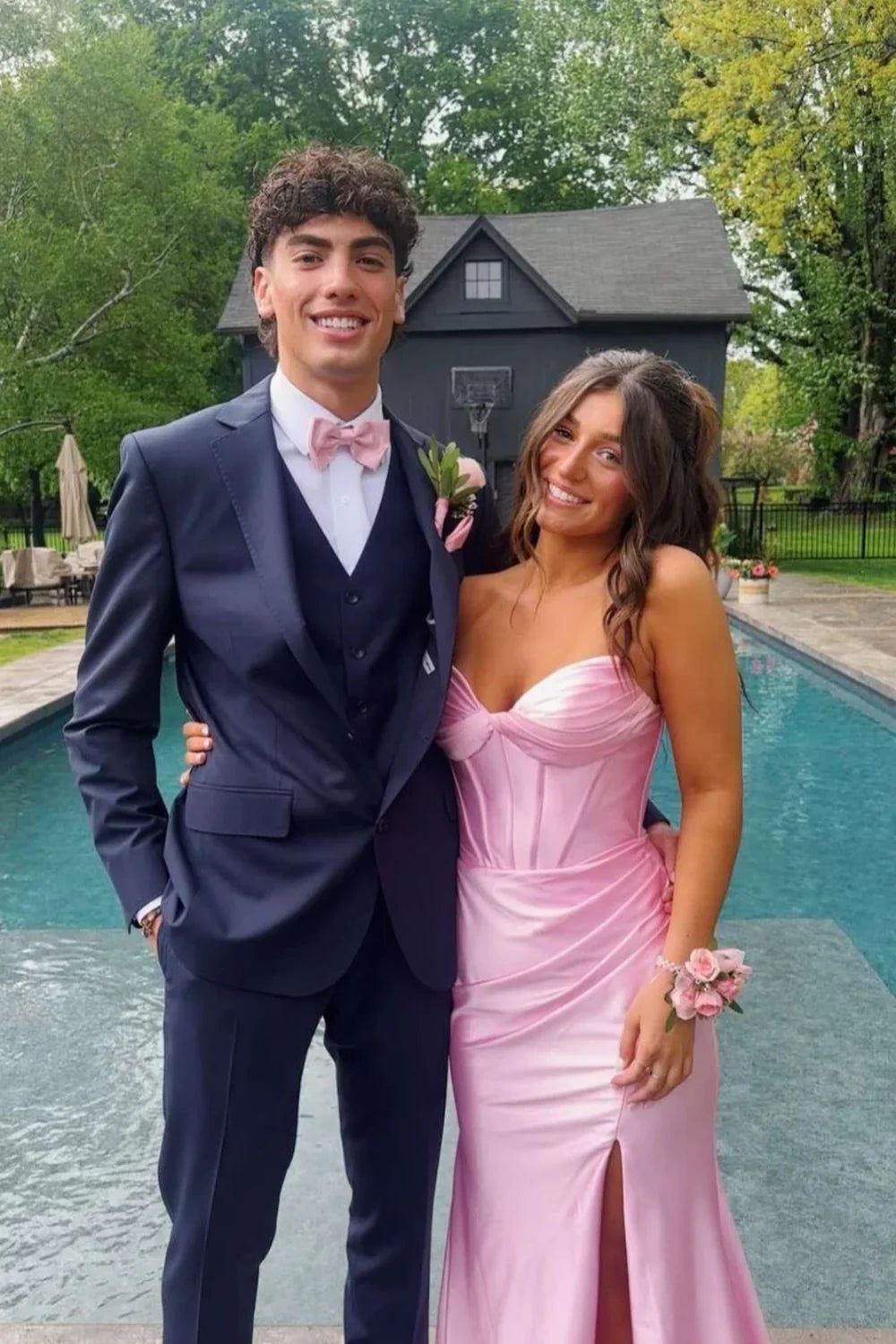 Mermaid Sweetheart Satin Lace-Up Back High Slit Prom Dress - Chloe Dress