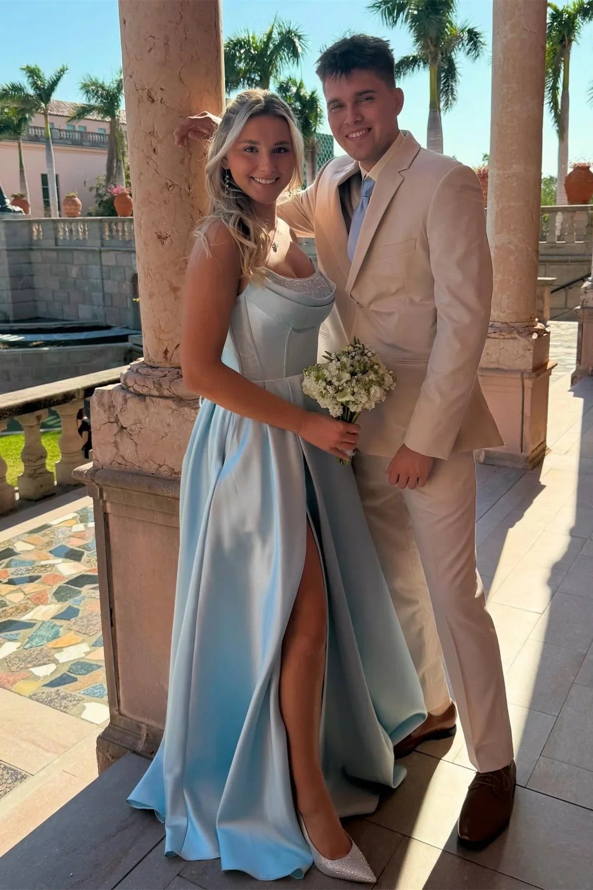Sweetheart Satin High Slit Floor-Length Prom Dress - Chloe Dress