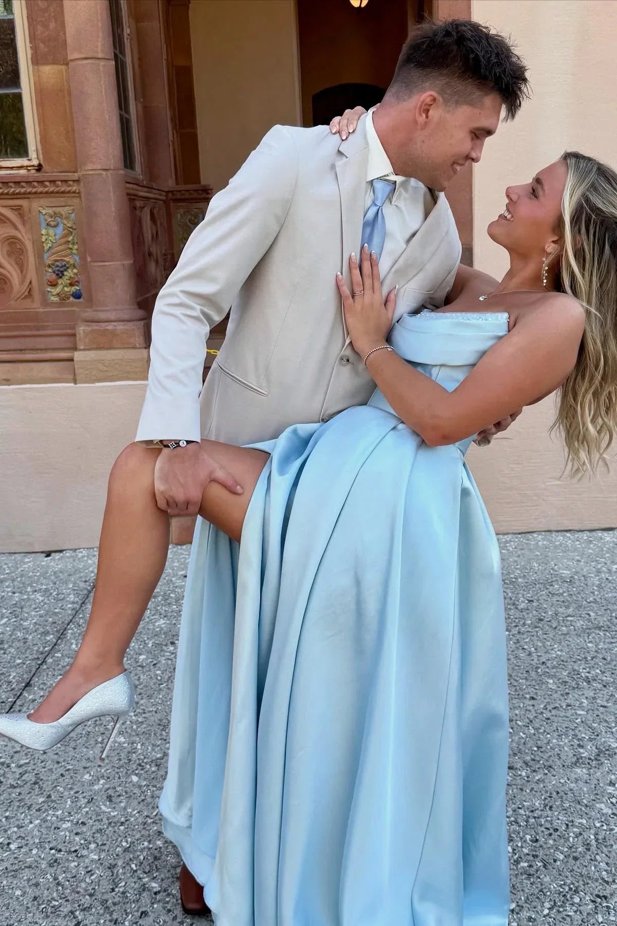 Sweetheart Satin High Slit Floor-Length Prom Dress - Chloe Dress